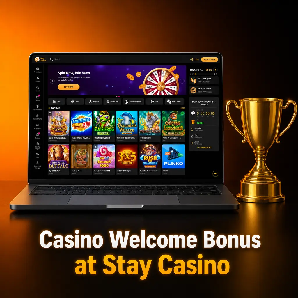 Stay Casino welcome bonus offer of up to EUR 5,000 plus 350 free spins for new Canadian players
