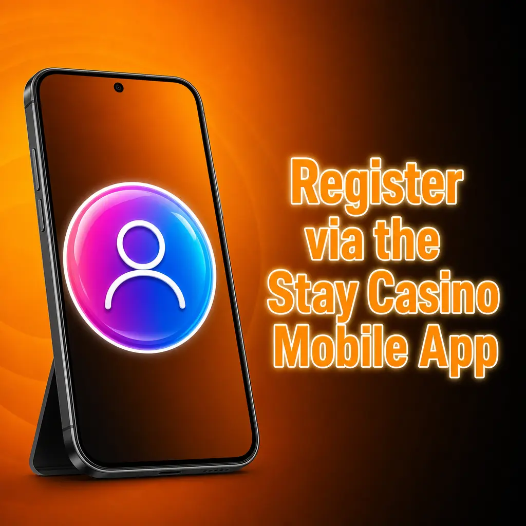 Stay Casino mobile app registration process on smartphone screen showing sign up options
