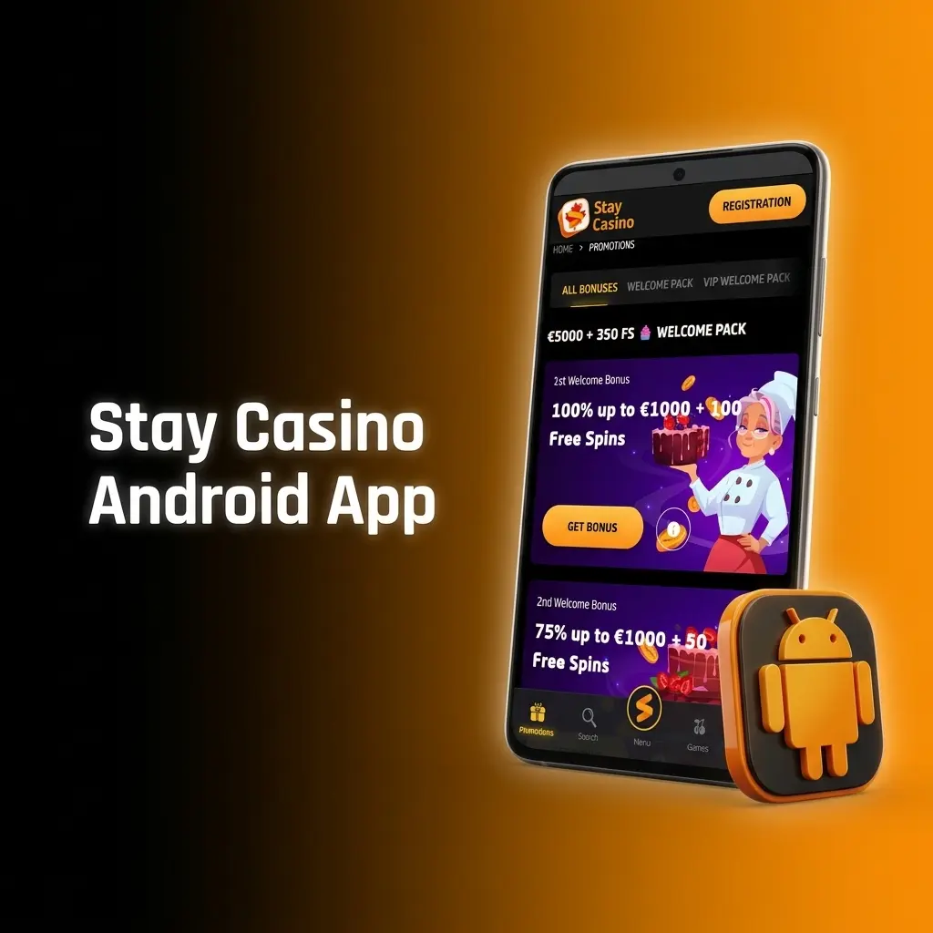 Stay Casino Android app interface showing mobile betting and casino games available for free download on Android devices