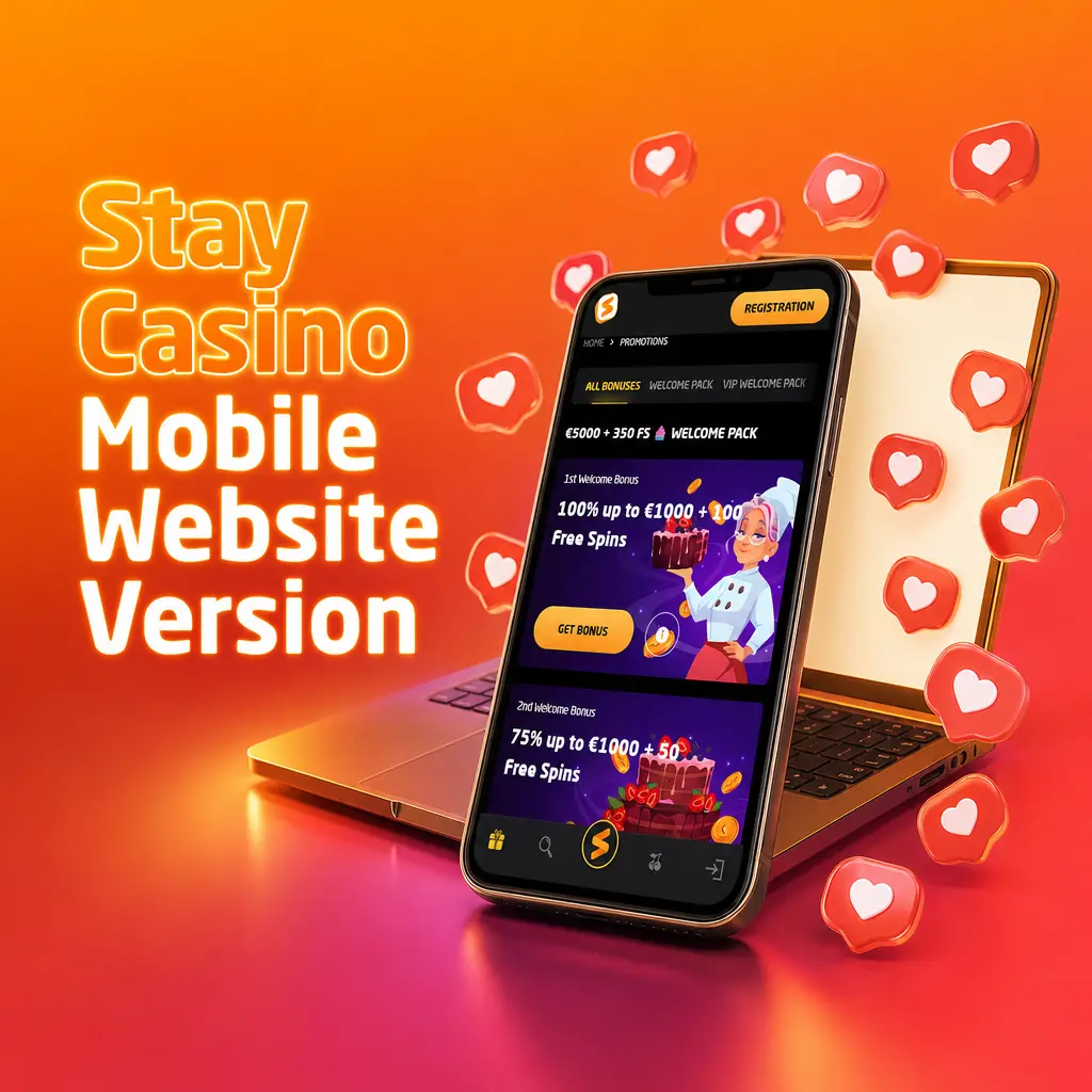 Stay Casino mobile website interface displayed on smartphone and tablet, showing sports betting and live casino games