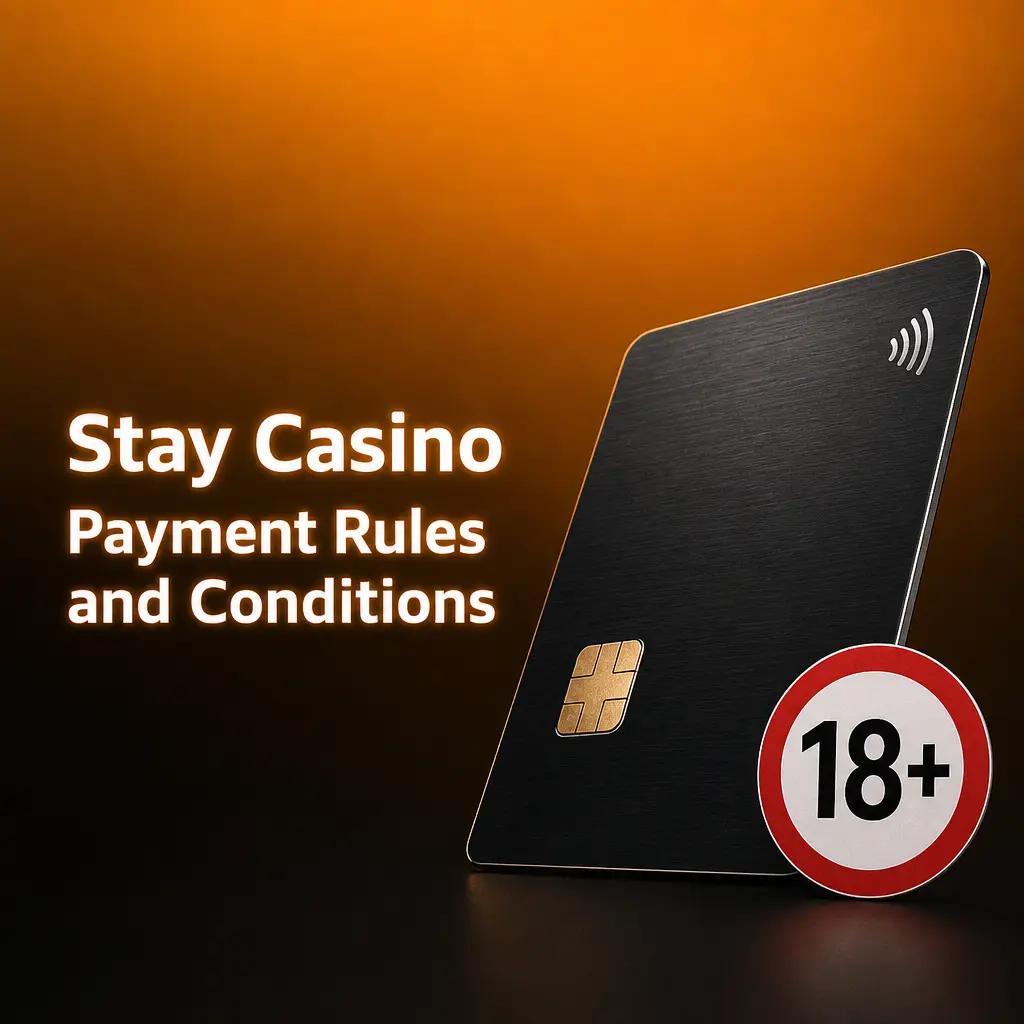 Stay Casino payment rules covering verification, bonus wagering, withdrawal limits, and transaction currency conditions for players