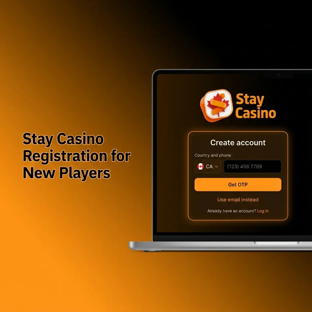 Stay Casino registration form on desktop showing sign-up steps for new Canadian players