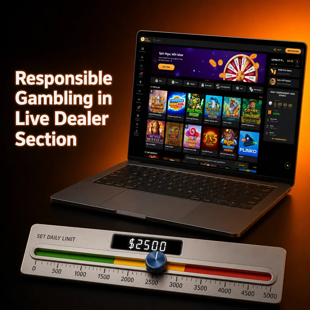 Responsible gambling tools at Stay Casino live dealer lobby with session limits and bankroll controls for Canadian players