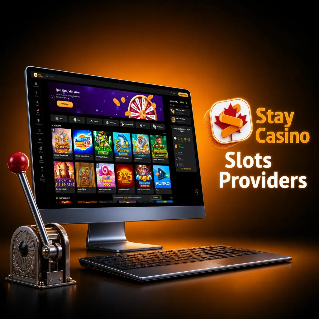 Stay Casino slot providers logos including Pragmatic Play, NetEnt, Microgaming, and more top certified game studios