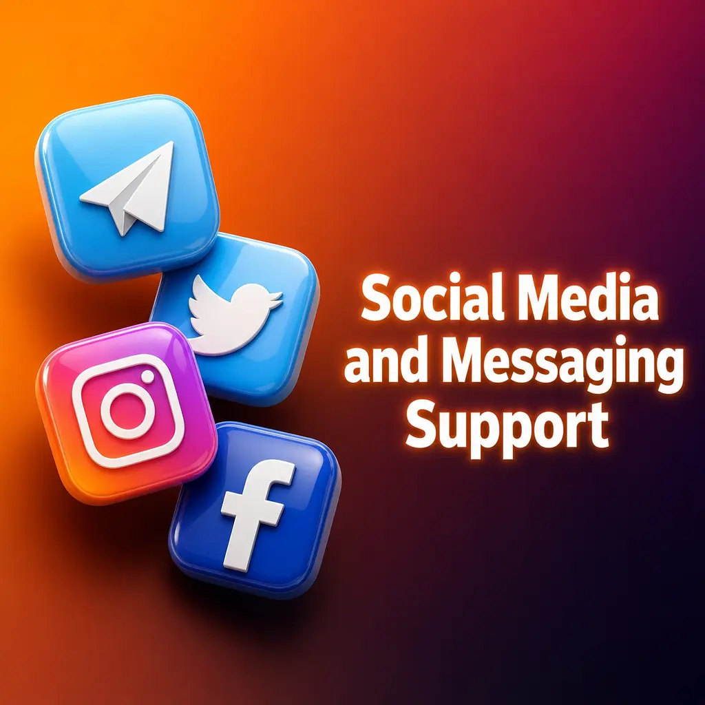 Stay Casino social media and messaging support channels including Telegram, Twitter, Facebook Messenger, and WhatsApp
