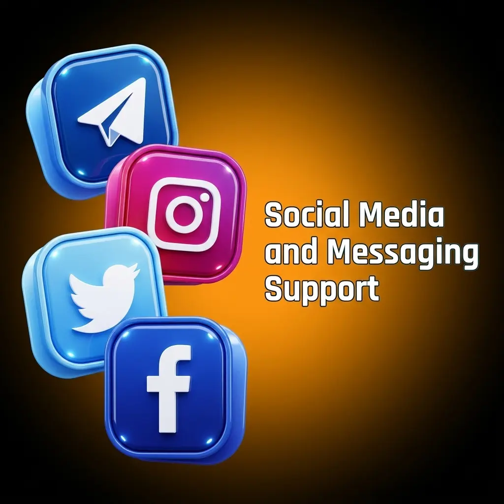 Stay Casino social media and messaging support options including Telegram, Twitter, Facebook Messenger, and WhatsApp