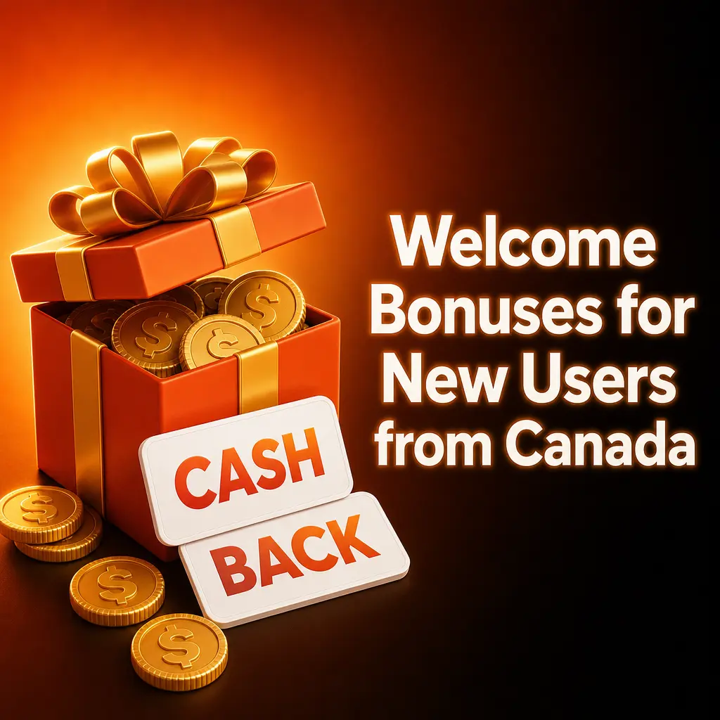 Canadian new user welcome bonus package offering up to EUR 5,000 plus 350 free spins across five deposits