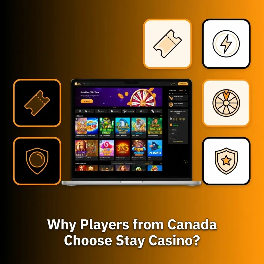 Canadian players choosing Stay Casino for CAD support, 6000+ games, welcome bonus, and secure licensed platform